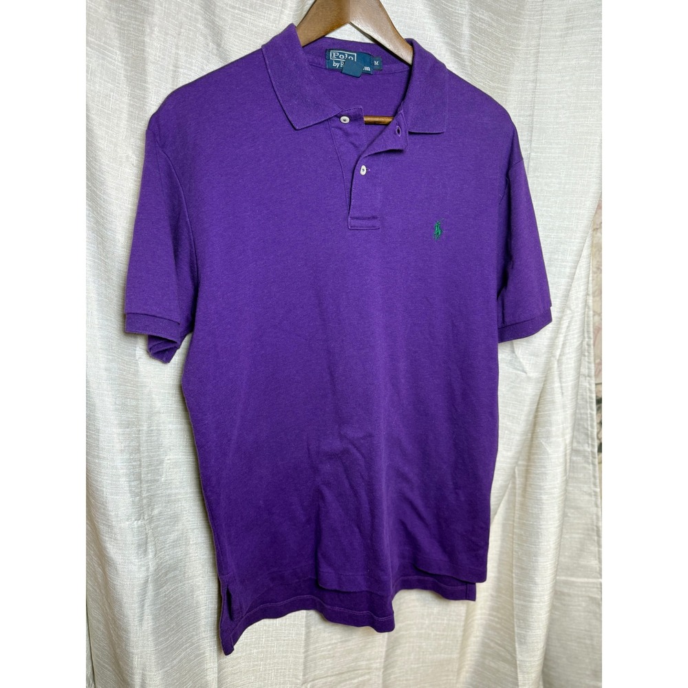 Polo Ralph Lauren Men Med Purple‎ Short Sleeve Classic Fit Polo Shirt Green Pony